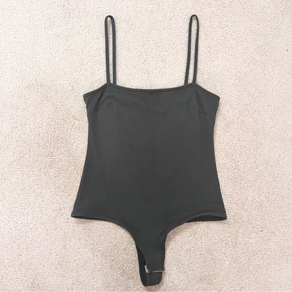 Free People Intimately Square Neck Olive Bodysuit